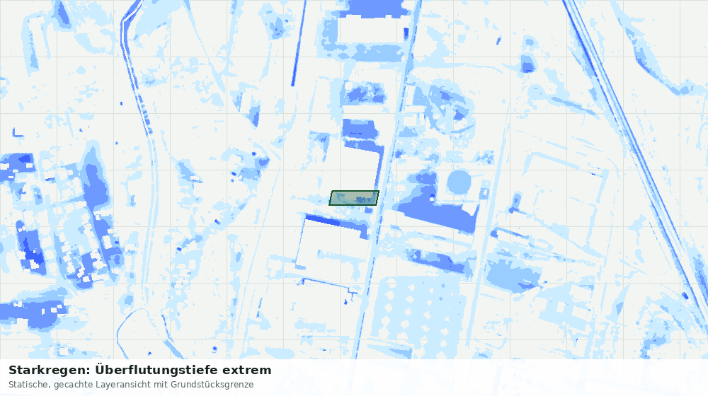 Statische Kartenansicht: Starkregen: Überflutungstiefe extrem