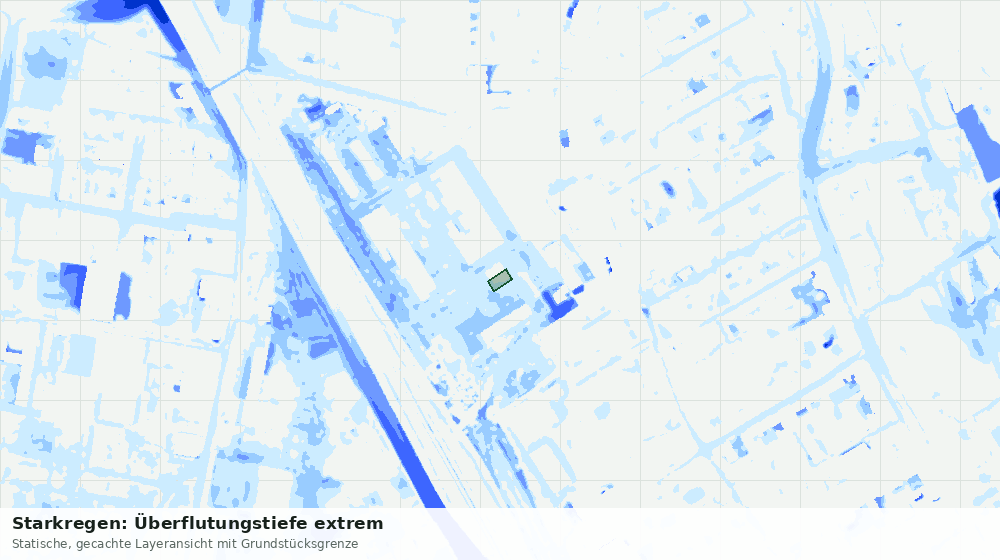 Statische Kartenansicht: Starkregen: Überflutungstiefe extrem