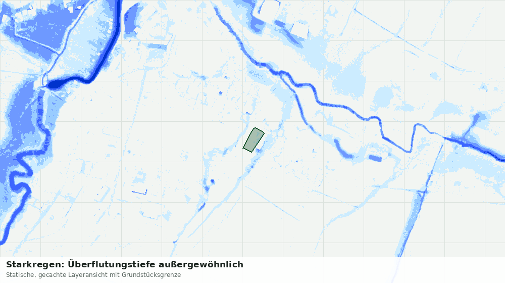 Statische Kartenansicht: Starkregen: Überflutungstiefe außergewöhnlich