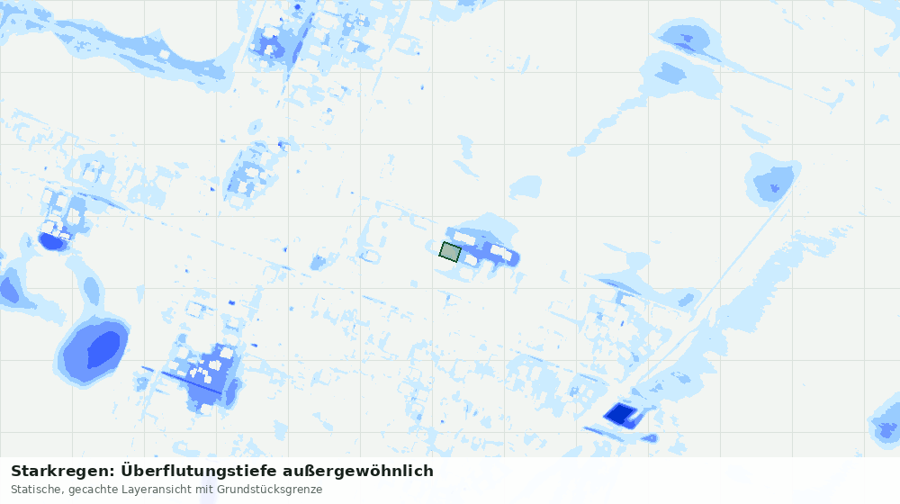 Statische Kartenansicht: Starkregen: Überflutungstiefe außergewöhnlich