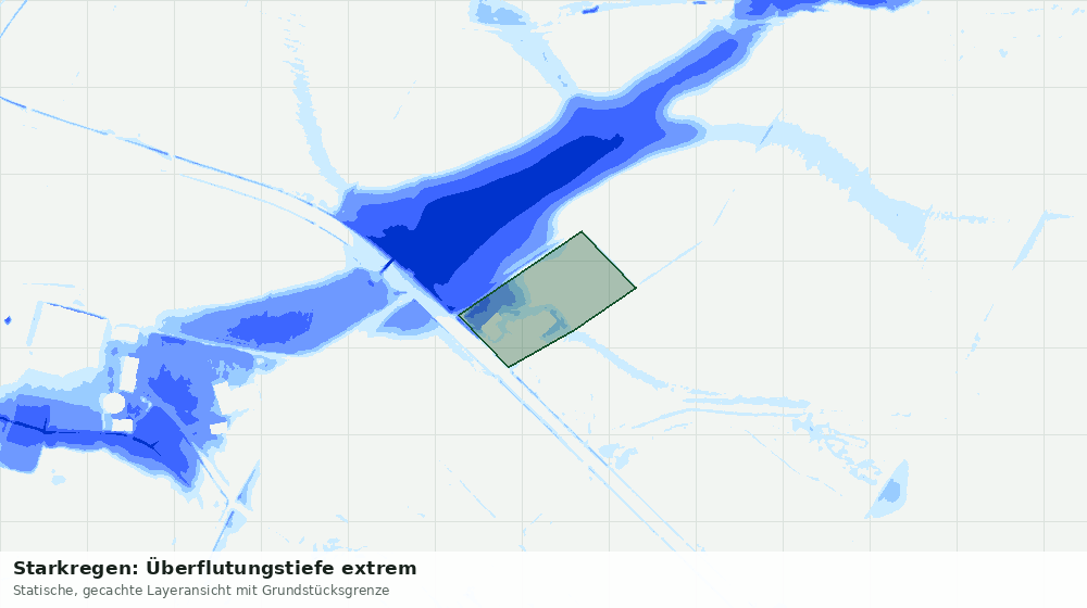 Statische Kartenansicht: Starkregen: Überflutungstiefe extrem