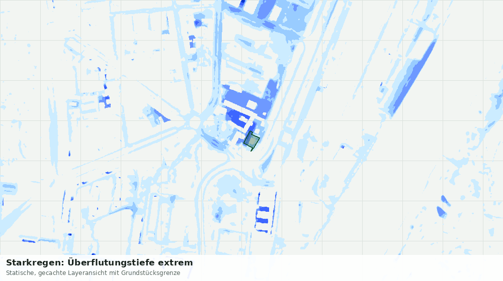 Statische Kartenansicht: Starkregen: Überflutungstiefe extrem