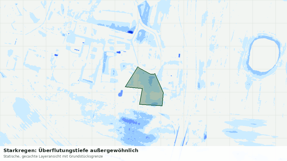Statische Kartenansicht: Starkregen: Überflutungstiefe außergewöhnlich