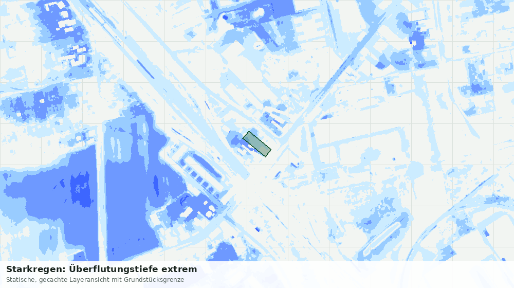 Statische Kartenansicht: Starkregen: Überflutungstiefe extrem