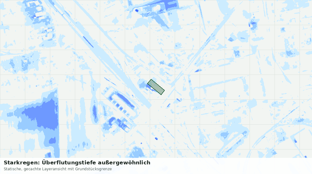 Statische Kartenansicht: Starkregen: Überflutungstiefe außergewöhnlich
