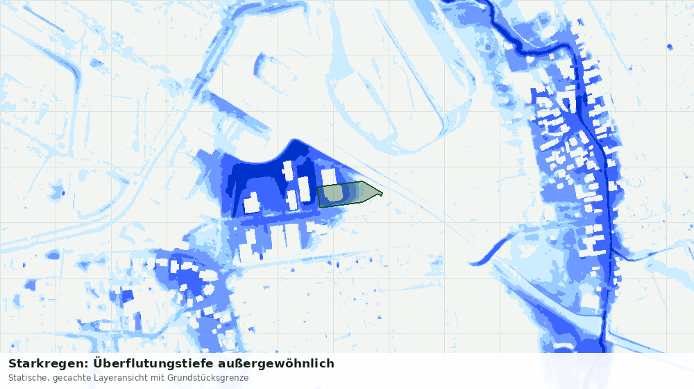 Statische Kartenansicht: Starkregen: Überflutungstiefe außergewöhnlich
