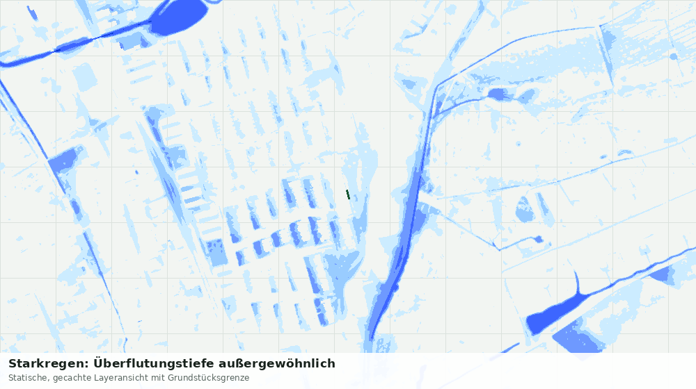 Statische Kartenansicht: Starkregen: Überflutungstiefe außergewöhnlich