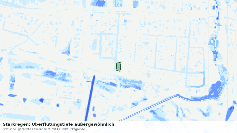 Statische Kartenansicht: Starkregen: Überflutungstiefe außergewöhnlich