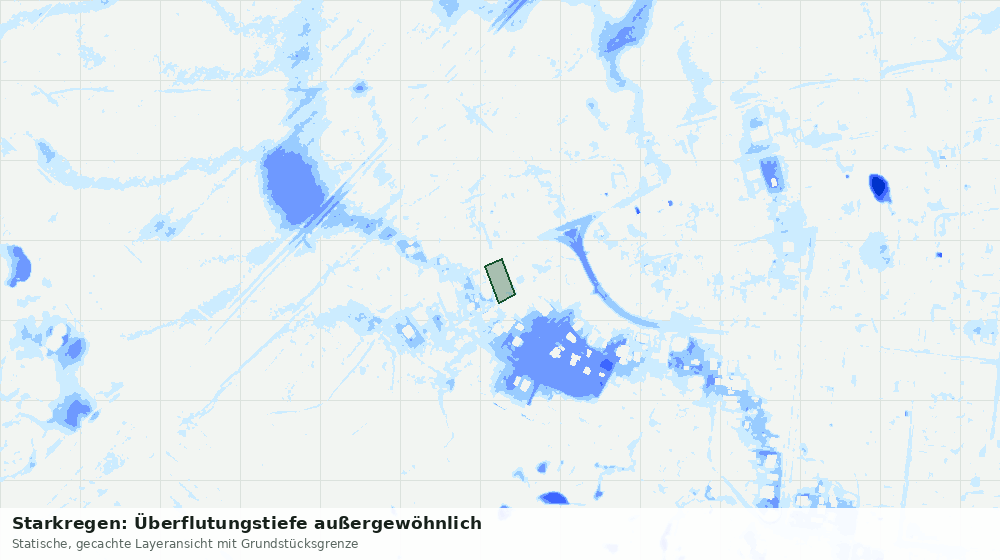 Statische Kartenansicht: Starkregen: Überflutungstiefe außergewöhnlich