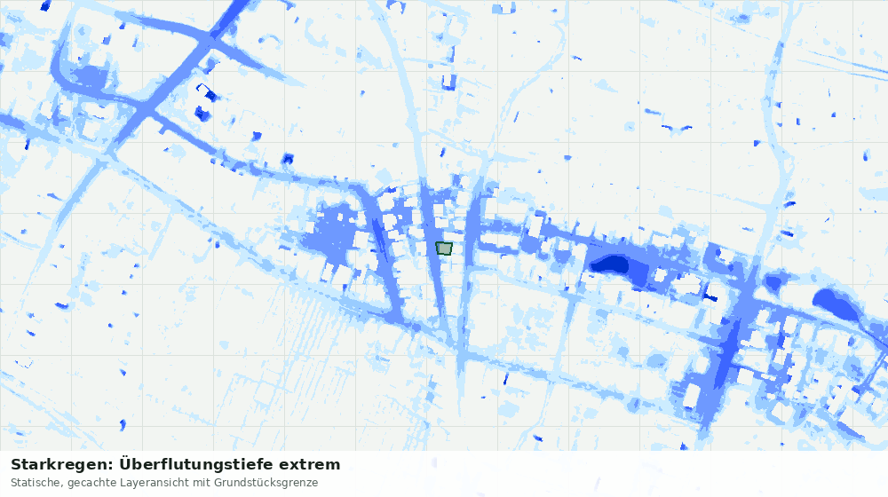 Statische Kartenansicht: Starkregen: Überflutungstiefe extrem