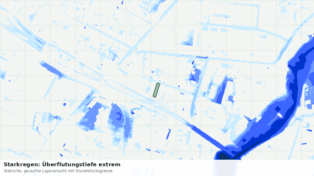 Statische Kartenansicht: Starkregen: Überflutungstiefe extrem