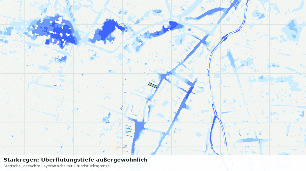 Statische Kartenansicht: Starkregen: Überflutungstiefe außergewöhnlich