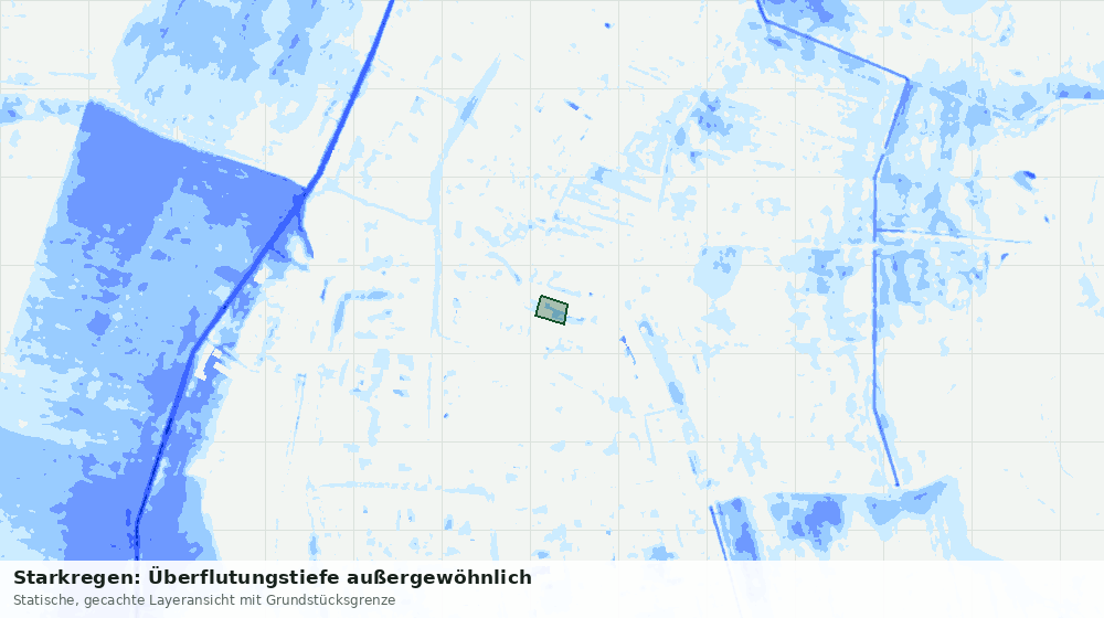 Statische Kartenansicht: Starkregen: Überflutungstiefe außergewöhnlich