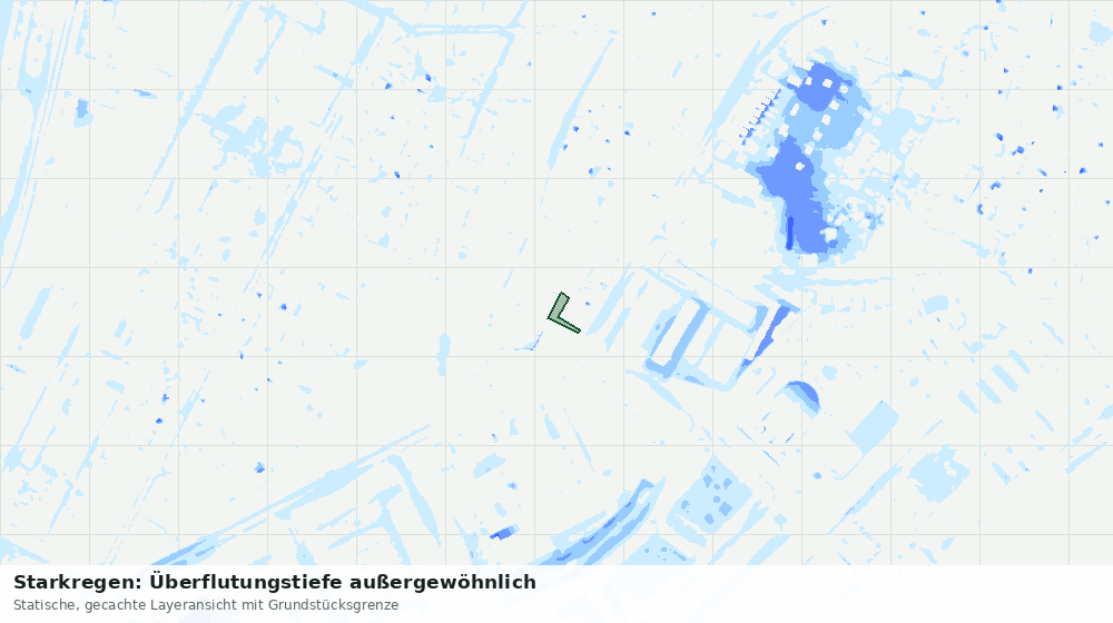 Statische Kartenansicht: Starkregen: Überflutungstiefe außergewöhnlich