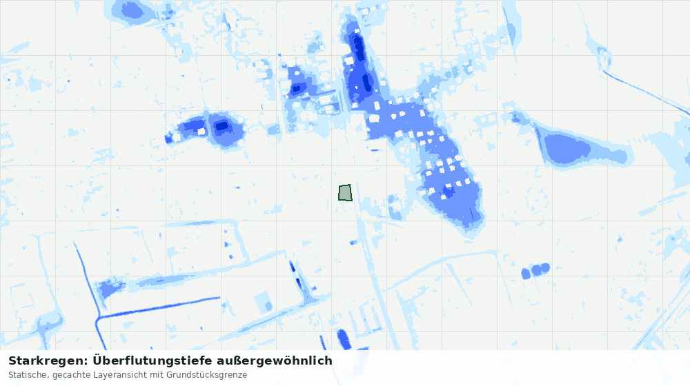 Statische Kartenansicht: Starkregen: Überflutungstiefe außergewöhnlich