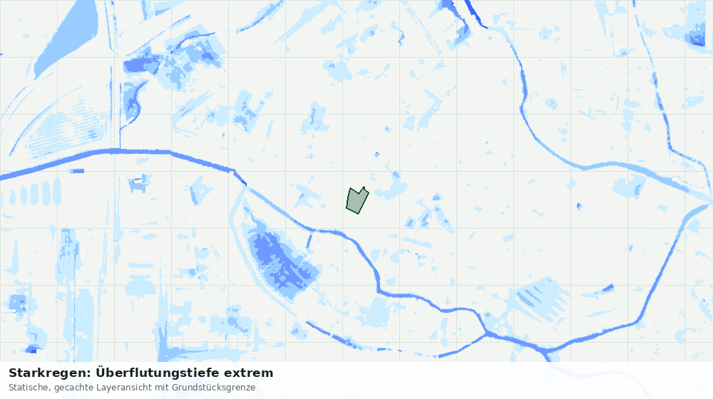 Statische Kartenansicht: Starkregen: Überflutungstiefe extrem