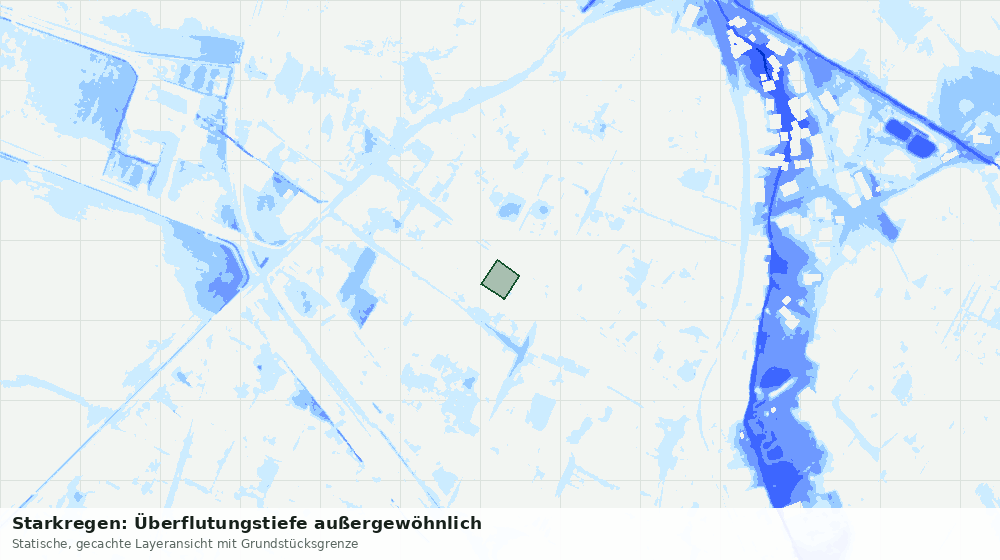 Statische Kartenansicht: Starkregen: Überflutungstiefe außergewöhnlich