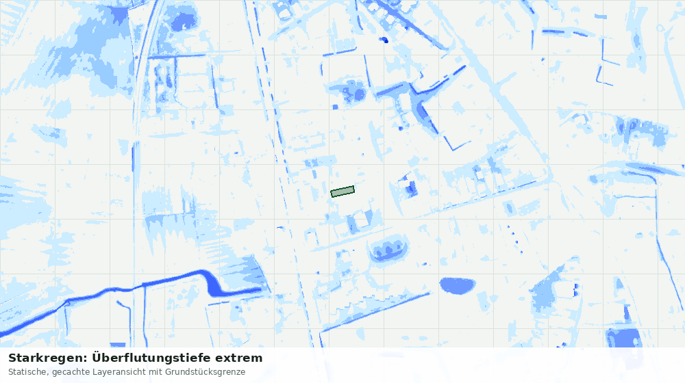 Statische Kartenansicht: Starkregen: Überflutungstiefe extrem