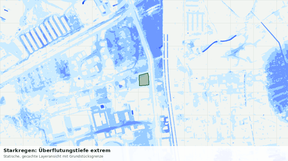 Statische Kartenansicht: Starkregen: Überflutungstiefe extrem