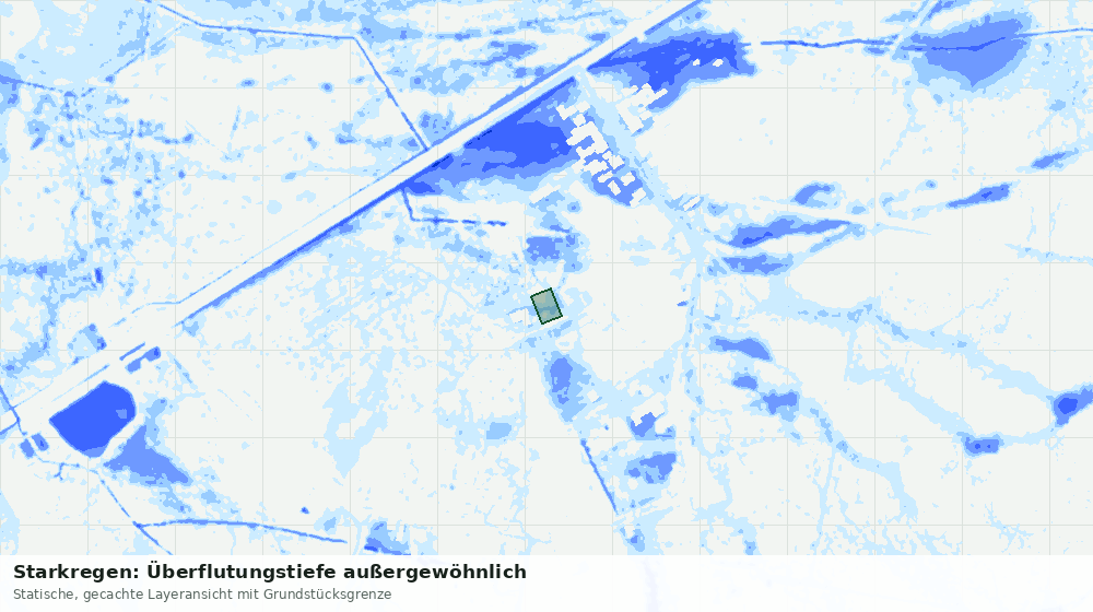 Statische Kartenansicht: Starkregen: Überflutungstiefe außergewöhnlich