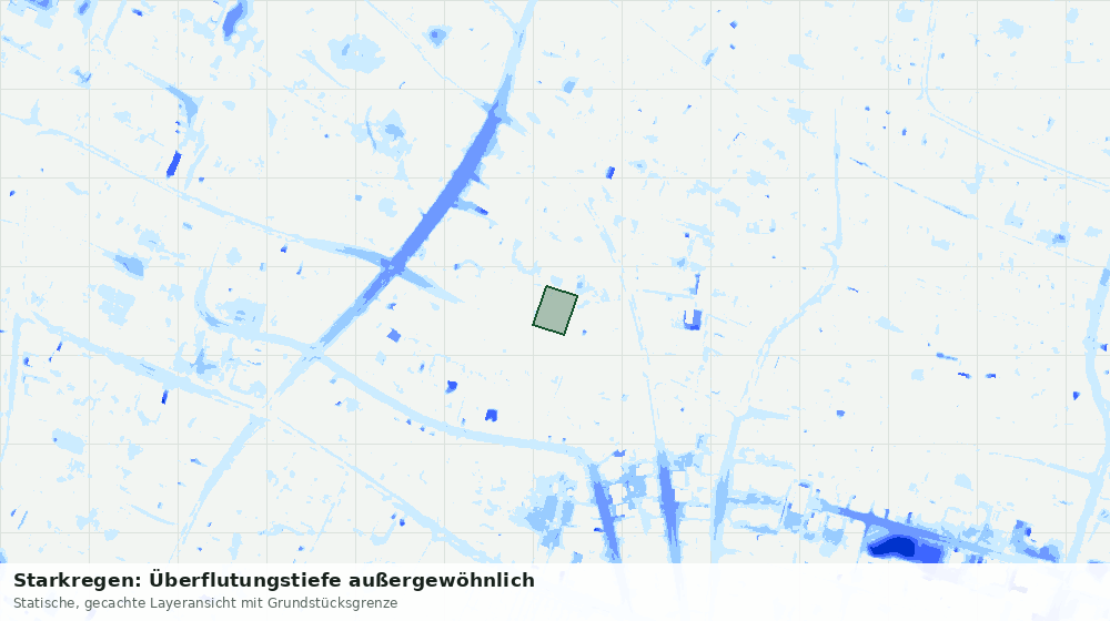 Statische Kartenansicht: Starkregen: Überflutungstiefe außergewöhnlich