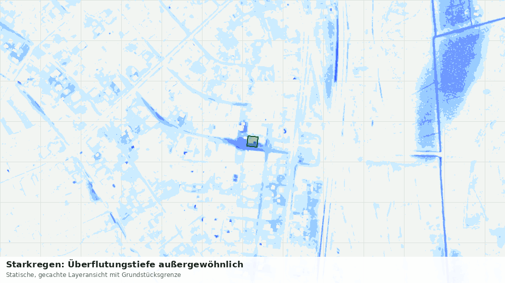 Statische Kartenansicht: Starkregen: Überflutungstiefe außergewöhnlich