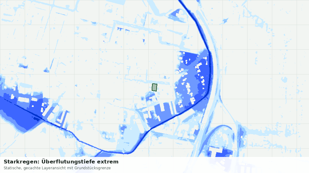 Statische Kartenansicht: Starkregen: Überflutungstiefe extrem
