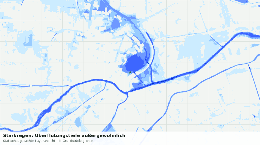 Statische Kartenansicht: Starkregen: Überflutungstiefe außergewöhnlich