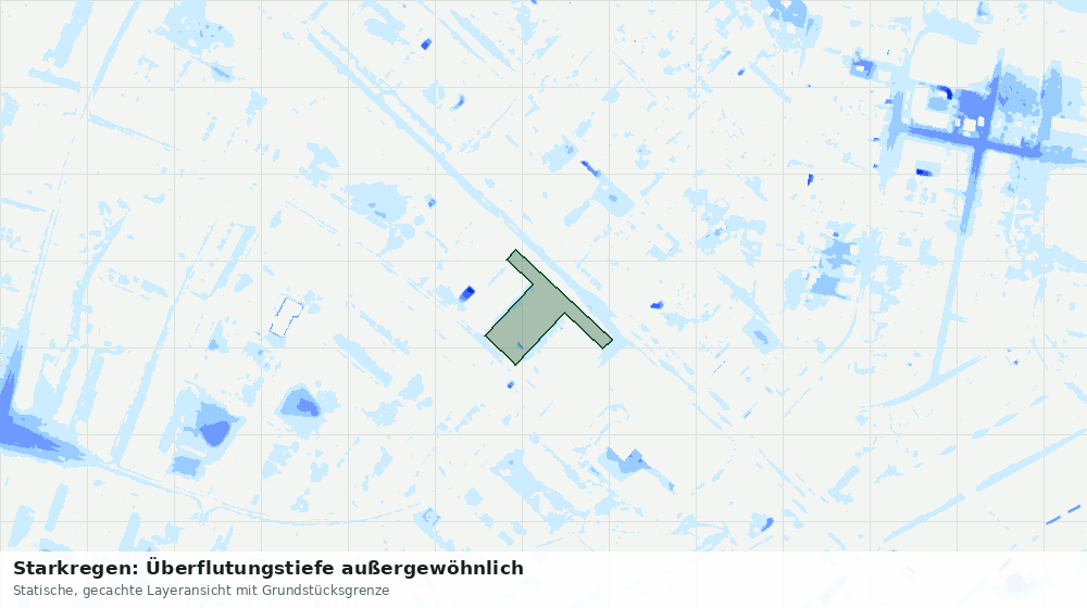 Statische Kartenansicht: Starkregen: Überflutungstiefe außergewöhnlich