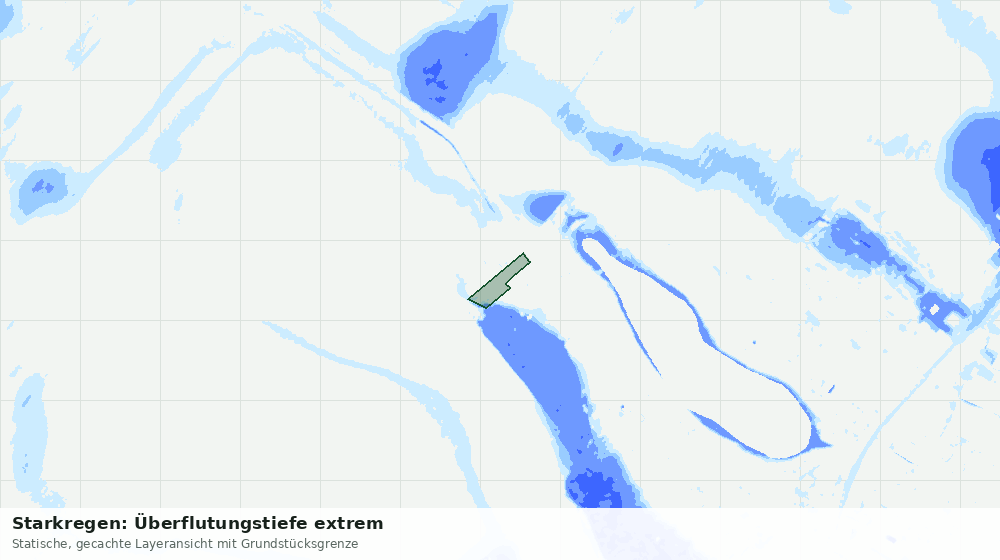 Statische Kartenansicht: Starkregen: Überflutungstiefe extrem