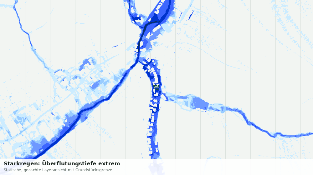 Statische Kartenansicht: Starkregen: Überflutungstiefe extrem