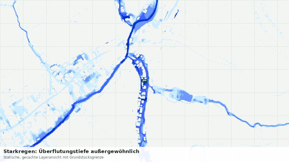 Statische Kartenansicht: Starkregen: Überflutungstiefe außergewöhnlich