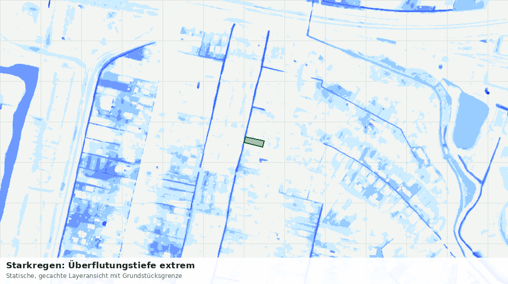 Statische Kartenansicht: Starkregen: Überflutungstiefe extrem