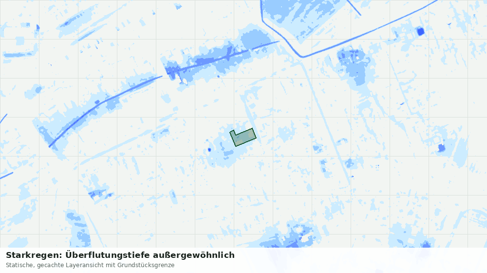 Statische Kartenansicht: Starkregen: Überflutungstiefe außergewöhnlich