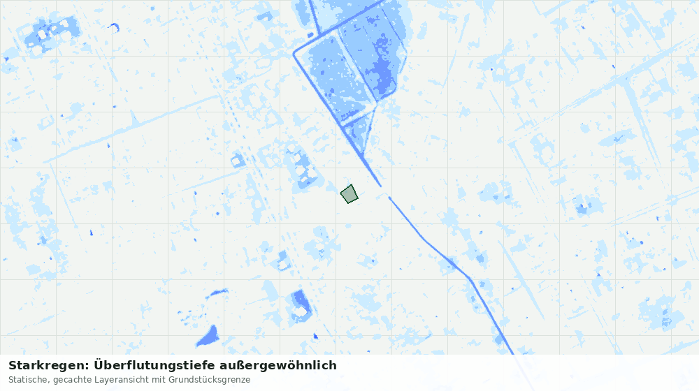 Statische Kartenansicht: Starkregen: Überflutungstiefe außergewöhnlich