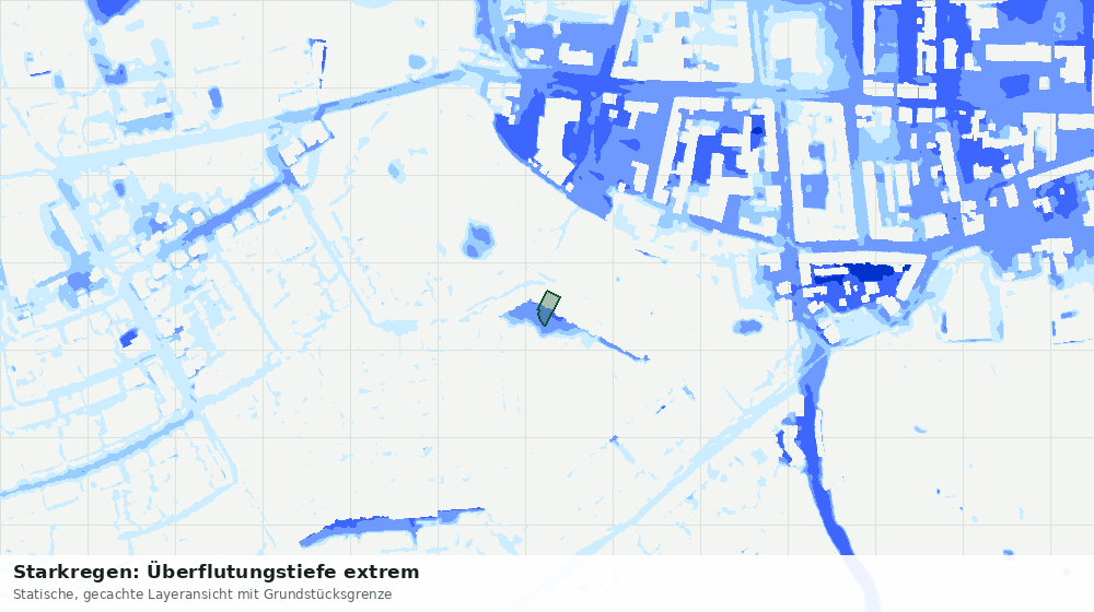 Statische Kartenansicht: Starkregen: Überflutungstiefe extrem