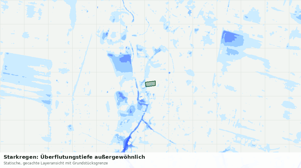 Statische Kartenansicht: Starkregen: Überflutungstiefe außergewöhnlich