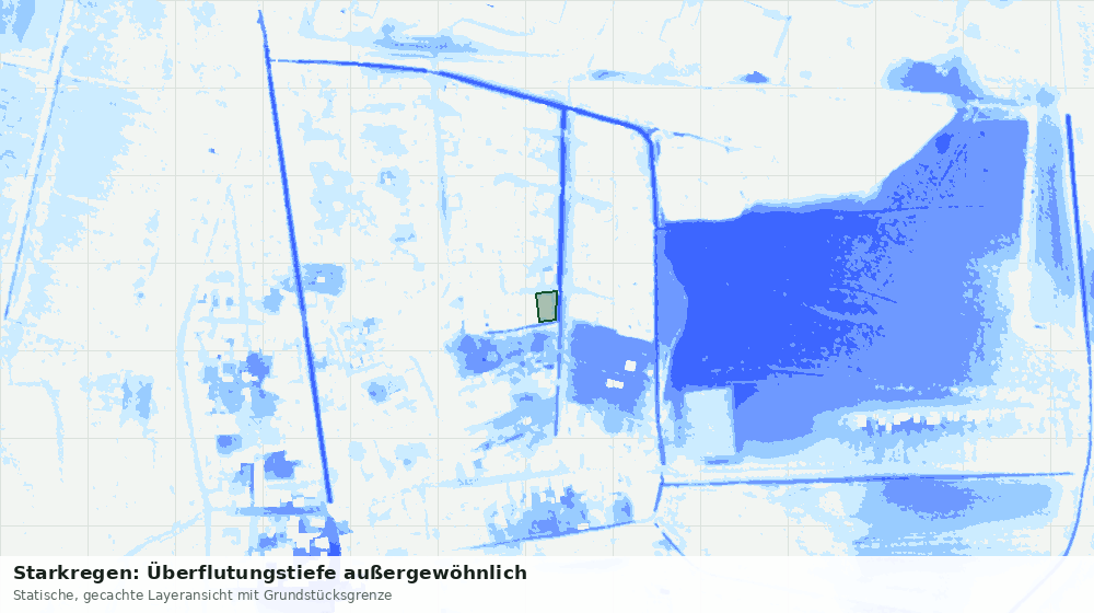 Statische Kartenansicht: Starkregen: Überflutungstiefe außergewöhnlich