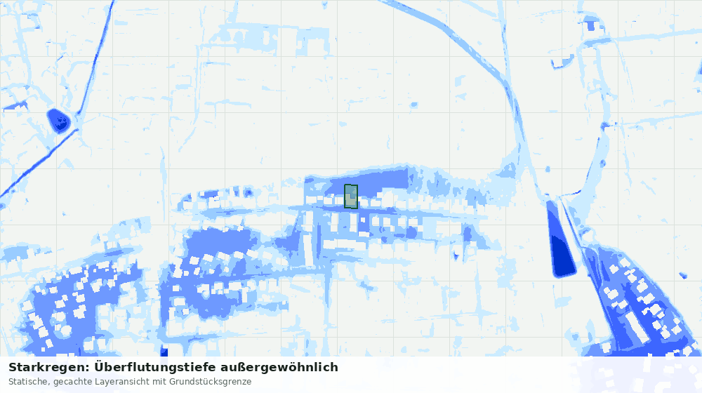 Statische Kartenansicht: Starkregen: Überflutungstiefe außergewöhnlich