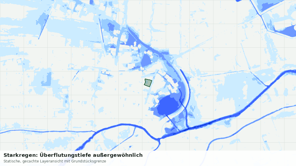 Statische Kartenansicht: Starkregen: Überflutungstiefe außergewöhnlich