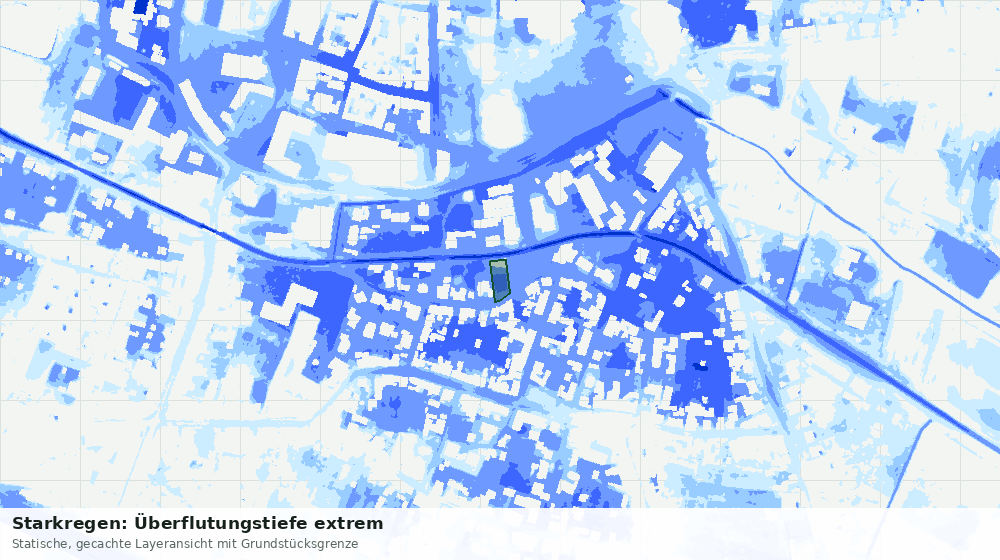 Statische Kartenansicht: Starkregen: Überflutungstiefe extrem