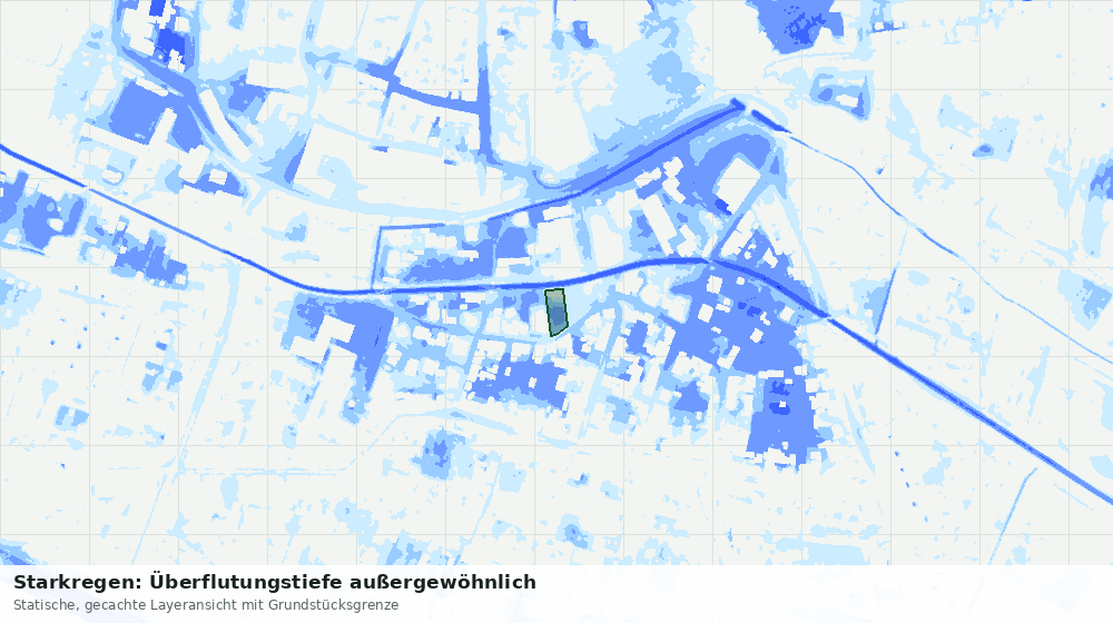 Statische Kartenansicht: Starkregen: Überflutungstiefe außergewöhnlich