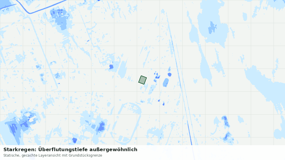 Statische Kartenansicht: Starkregen: Überflutungstiefe außergewöhnlich