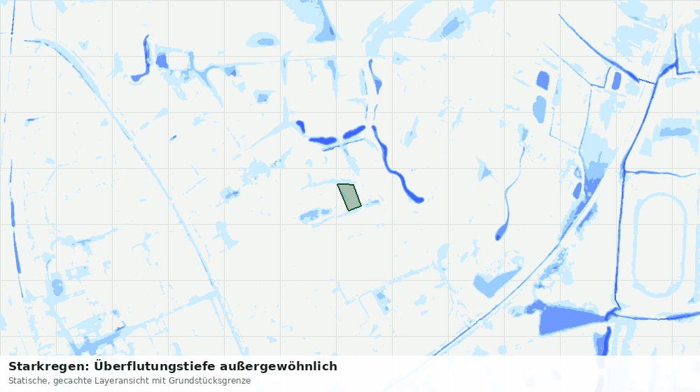 Statische Kartenansicht: Starkregen: Überflutungstiefe außergewöhnlich