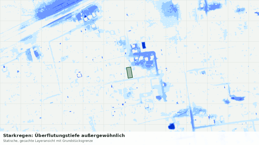 Statische Kartenansicht: Starkregen: Überflutungstiefe außergewöhnlich