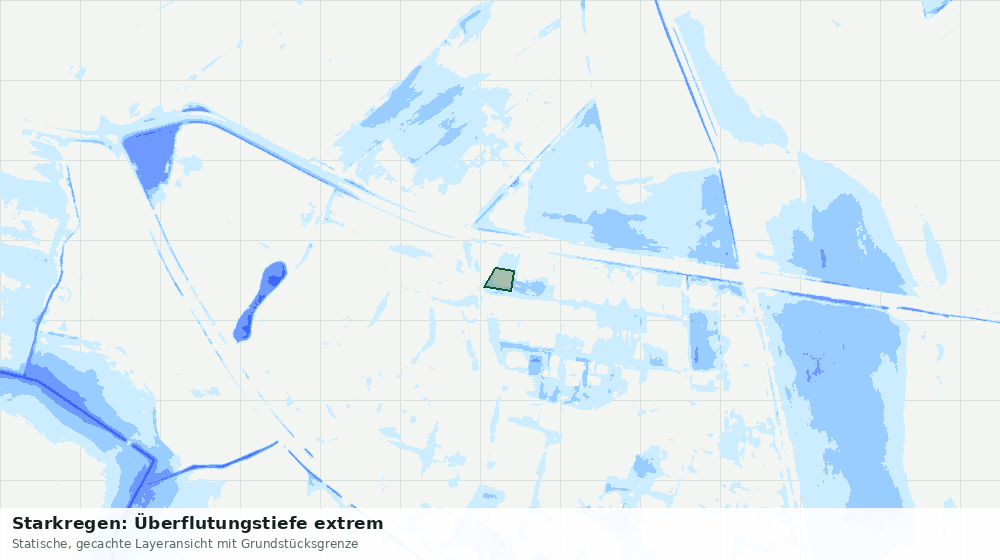 Statische Kartenansicht: Starkregen: Überflutungstiefe extrem