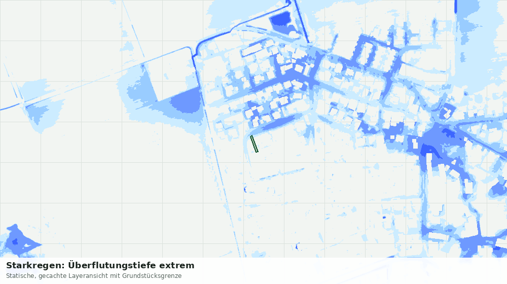 Statische Kartenansicht: Starkregen: Überflutungstiefe extrem