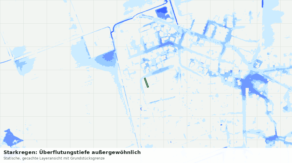 Statische Kartenansicht: Starkregen: Überflutungstiefe außergewöhnlich