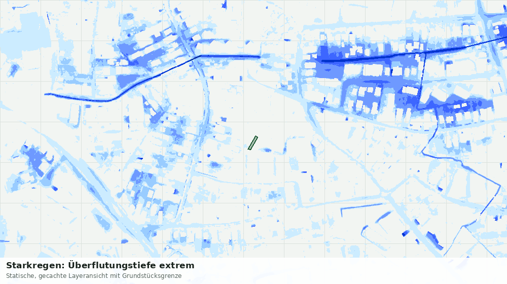 Statische Kartenansicht: Starkregen: Überflutungstiefe extrem