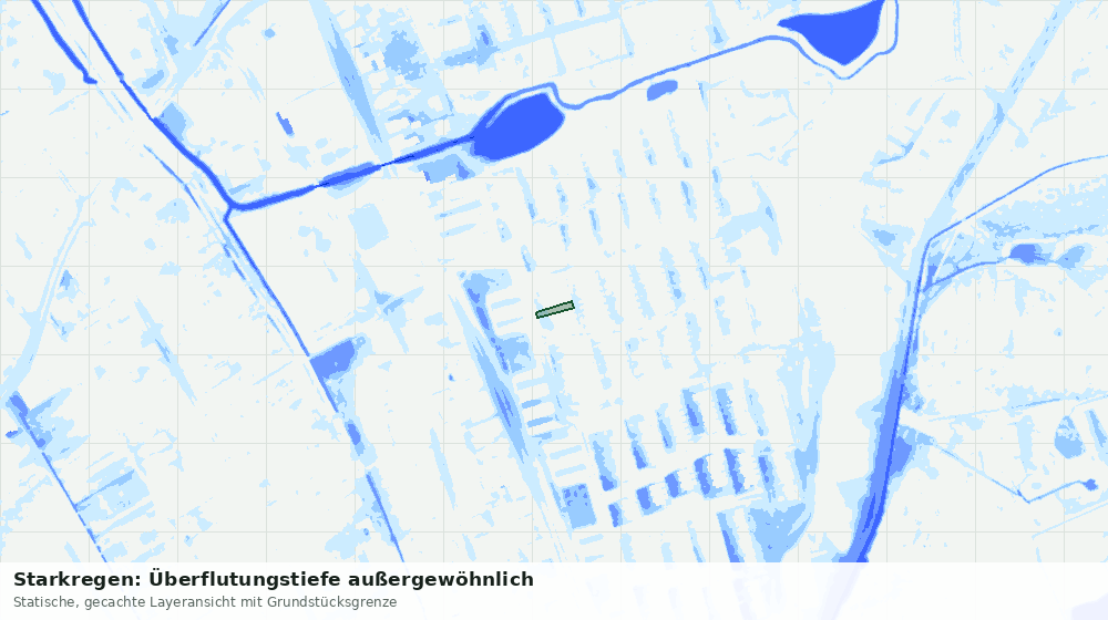 Statische Kartenansicht: Starkregen: Überflutungstiefe außergewöhnlich